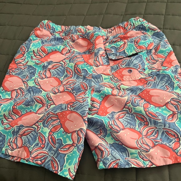 Vineyard Vines Boys Size 16 Pink and Blue Crab Print Swim Trunks - Picture 4 of 4
